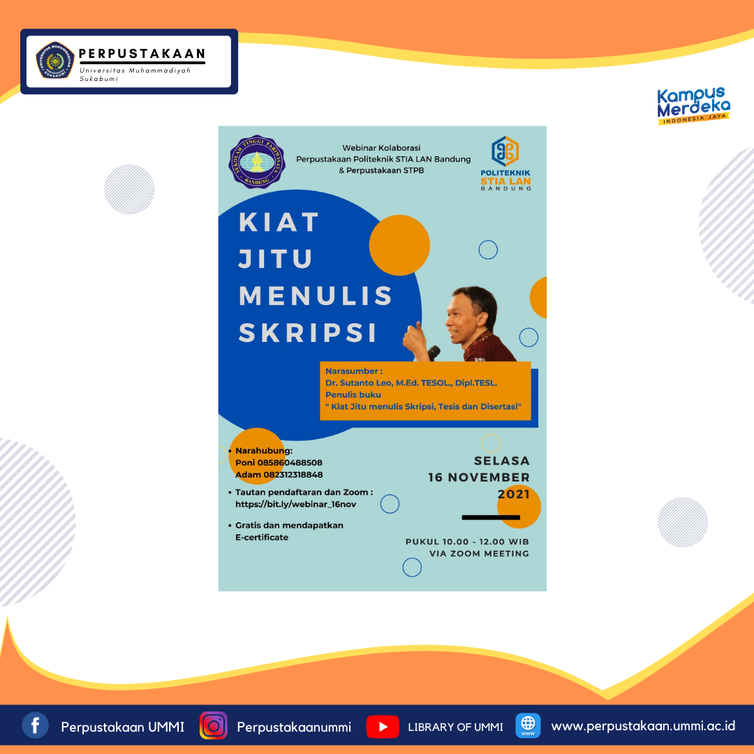 Perpustakaan Politeknik STIA LAN Bandung dan Perpustakaan STPB  mempersembahkan Webinar Kolaborasi